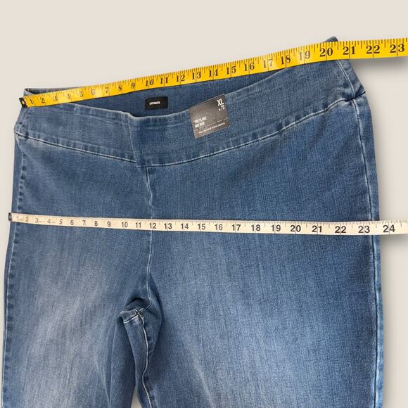 Express 70s Flare Pull On Stretch Blue Jeans Mid Rise Women Size 18/20 XL New - Picture 9 of 12